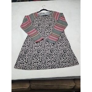 Umgee Dress‎ Medium Leopard With Stripe Long Sleeves